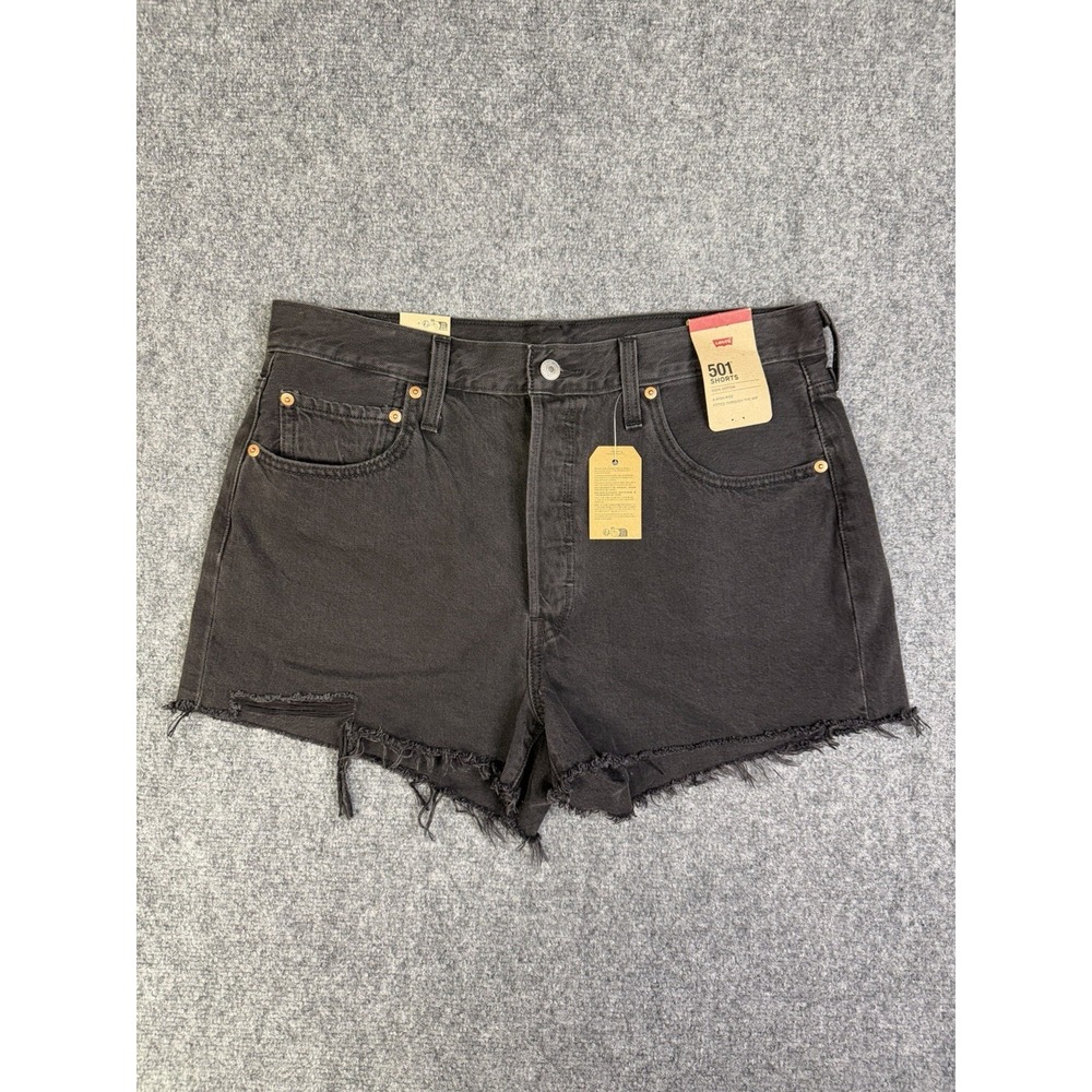 Women's Levi's 501 Black Denim Shorts Size 33 New With Tags High-Rise Cut Off